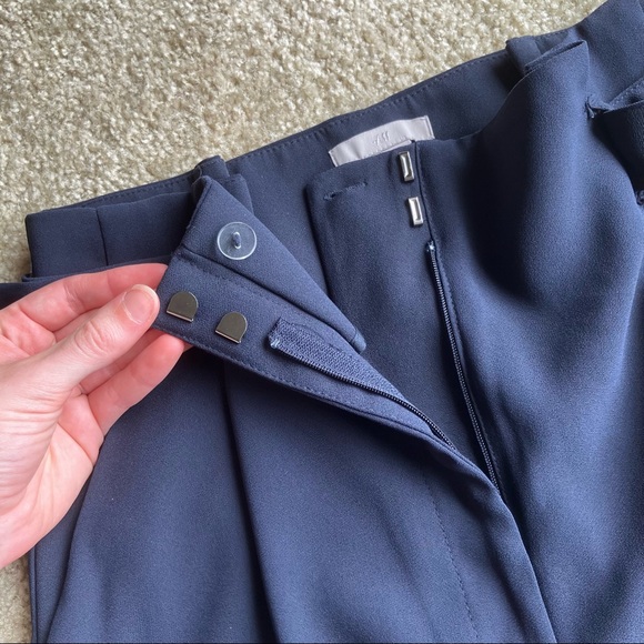 NWOT H&M navy paper bag waist dress pants - Picture 3 of 6